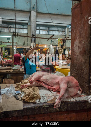 Iquitos, Pérou - 06 Décembre, 2018 : différents types de viande au marché de Belen. L'Amérique latine. Belén Mercado. Banque D'Images