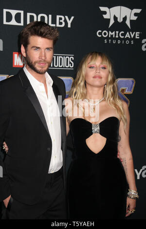 Liam Hemsworth, Miley Cyrus 04/22/2019 La première mondiale de 'Les Studios Marvel Avengers : Endgame' qui a eu lieu au Los Angeles Convention Center à Los Angeles, CA Photo : Cronos/Hollywood News Banque D'Images