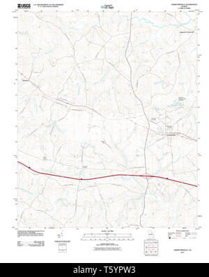 Carte TOPO USGS Géorgie GA Crawfordville 20110517 Restauration TM Banque D'Images
