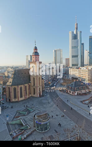 Frankfurt Hauptwache et Plaza vue aérienne matin Banque D'Images
