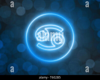 Enseigne au néon lumineux de cancer avec l'arrière-plan flou floue. 3d illustration Banque D'Images