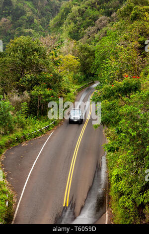 L'autoroute 360 au volant Jeep, Maui, États-Unis Banque D'Images