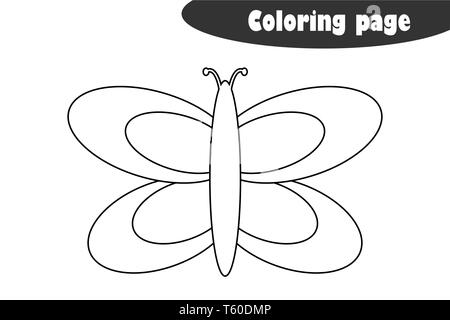 Papillon au style cartoon, coloriage, l'éducation ressort jeu de papier pour le développement des enfants, pour les enfants, activité préscolaire feuille imprimable Illustration de Vecteur