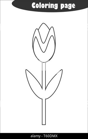 Tulip in cartoon style, coloriage, l'éducation ressort jeu de papier pour le développement des enfants, pour les enfants, activité préscolaire feuille imprimable Illustration de Vecteur