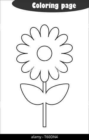 Fleur dans le style cartoon, coloriage, l'éducation ressort jeu de papier pour le développement des enfants, pour les enfants, activité préscolaire feuille imprimable Illustration de Vecteur