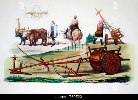 Peinture ancienne DE VOYAGE EN SARDAIGNE, 1826 Bertrand, Paris, Bocca Turin par Alberto La Marmora (1789-1863) Banque D'Images