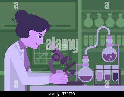 Femme scientifique Working in Laboratory Illustration de Vecteur