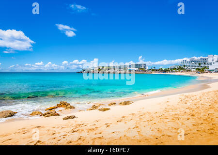 Maho Bay Beach, St Maarten Banque D'Images