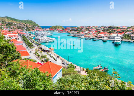 Le port de Gustavia, St Barts, Caraïbes Banque D'Images