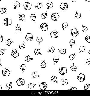 Variété de délicieux muffins Seamless Vector Pattern Illustration de Vecteur