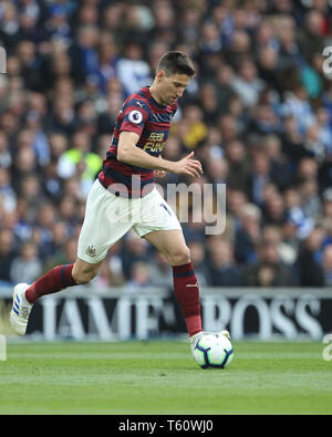 BRIGHTON, Angleterre 27 avril Javi Manquillo de Newcastle United lors du premier match de championnat entre Brighton et Hove Albion et Newcastle United à l'American Express Community Stadium, Brighton et Hove le samedi 27 avril 2019. (Crédit : Mark Fletcher | MI News) usage éditorial uniquement, licence requise pour un usage commercial. Photographie peut uniquement être utilisé pour les journaux et/ou à des fins d'édition de magazines. Banque D'Images