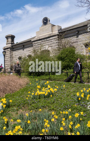 La construction du réservoir de Central Park, South Gate House (maison de gardien), NYC, USA Banque D'Images