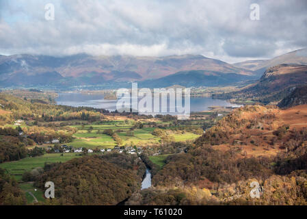 Avis de Derwent Water par Roy Pedersen. www.RoyPedersenPhotography.com Raison de Derwent Water de Castle Crag dans le Lake District, Cumbria, Royaume-Uni. Derw Banque D'Images