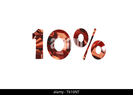 Le nombre de 10 pour cent avec un signe de cadeaux photo Boucle rouge Banque D'Images