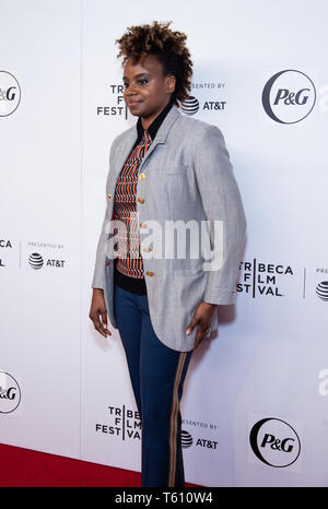 Manhattan, New York/USA - Le 26 avril 2019 : Festival du film de Tribeca, tapis rouge pour la Reine de première convention collective short avec Queen Latifah Banque D'Images