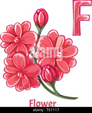 Lettre alphabet vecteur F. Flower Illustration de Vecteur