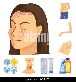 Flocon,psoriasis,les,comp,peau,chimiques,dermatite,body,tomber,system,produit,,chroniques,glace,le cou,pharmacie,ménage,allergies eczéma éruption,hiver,anatomie,aide,bouteille,stress,démangeaisons,neige,infection,santé,,emballage,malade,neige,humain,la douleur,tube,dermatologie soins médicaux,maladie,,set,icône,,illustration,collection,isolé,design,graphisme,élément signe,caricature,couleur,vecteurs vecteur , Illustration de Vecteur