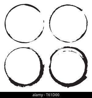 Cadres ronds, grunge textured hand drawn éléments exposés, vector illustration Illustration de Vecteur