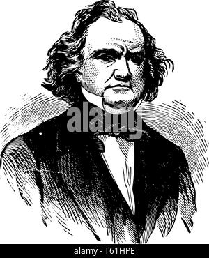 James Murray Mason 1798 à 1871, il est un représentant des États-Unis et sénateur de Virginie vintage dessin ou gravure illustration Illustration de Vecteur