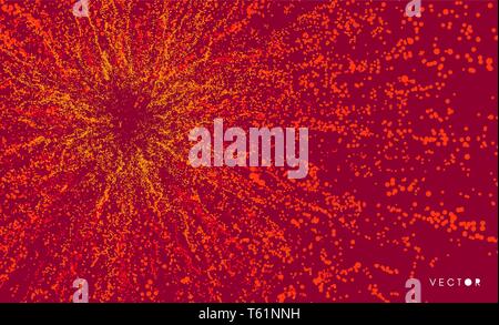 Point d'exploser. Tableau avec les particules émises dynamique. La technologie 3D, style. Résumé fond. Vector illustration. Illustration de Vecteur