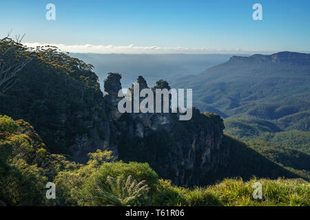 Trois sœurs de echo point lookout, Blue Mountains National Park, New South Wales, Australie Banque D'Images