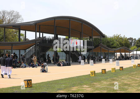 Tokyo. Apr 28, 2019. Photo prise le 28 avril 2019 montre le champ de tir à l'Yumenoshima Park, un nouveau site permanent qui sera utilisé pour les Jeux Olympiques et Paralympiques de 2020, à Tokyo, Japon. Crédit : Du Xiaoyi/Xinhua/Alamy Live News Banque D'Images