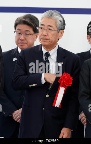 Tokyo, Japon. Apr 28, 2019. JOCTsunekazu : tir à l'Takeda Grande cérémonie d'ouverture du parc au champ de tir à l'Yumenoshima Yumenoshima Park de tir en campagne à Tokyo, au Japon . Credit : Naoki Morita/AFLO SPORT/Alamy Live News Banque D'Images