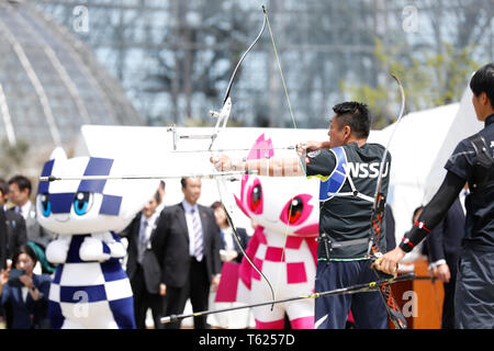 Tokyo, Japon. Apr 28, 2019. Hiroshi Yamamoto Tir à l'ARC : Grande cérémonie d'ouverture du parc au champ de tir à l'Yumenoshima Yumenoshima Park de tir en campagne à Tokyo, au Japon . Credit : Naoki Morita/AFLO SPORT/Alamy Live News Banque D'Images