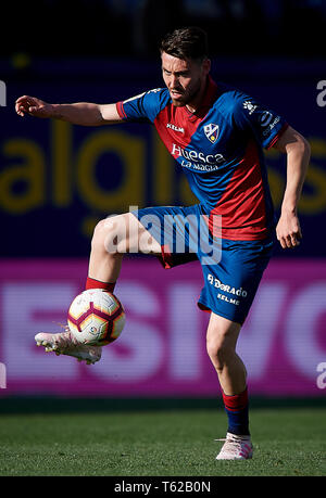 Villarreal, Espagne. Apr 28, 2019. Soccer : Liga Santander 2018/19 : Moi Gomez de Huesca en action au cours de la Primera Division espagnole 'Liga Santander (Espanola)' match entre Villarreal CF vs SD Huesca à Estadio De La céramique dans la région de Vila Real, Espagne, le 28 avril 2019. Crédit : Pablo Morano/ AFLO/Alamy Live News Crédit : AFLO Co.,Ltd/Alamy Live News Banque D'Images