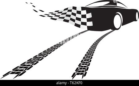 Vector illustration d'une voiture ou de glissement à la dérive sur un fond blanc, Illustration de Vecteur