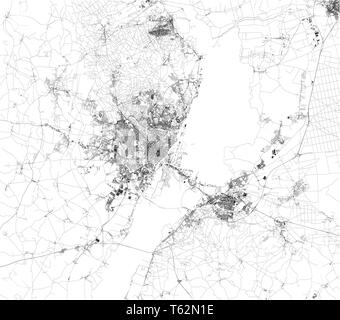 Carte Satellite de Szczecin, c'est la capitale et la plus grande ville de la voïvodie en Pologne. Carte des rues et bâtiments de la ville Illustration de Vecteur