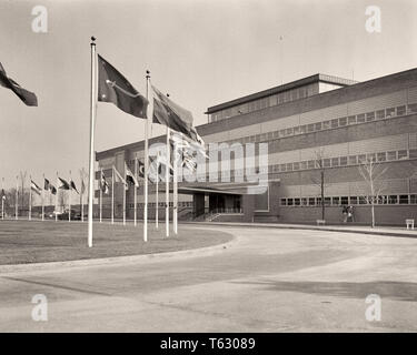 1940 Siège de l'ORGANISATION DES NATIONS UNIES 1946-1952 SPERRY GYROSCOPE CORP BUILDING LAKE SUCCESS NORTH HEMPSTEAD LONG ISLAND NEW YORK USA - r2751 HAR001 HARS OLD FASHIONED ORGANISATION DES NATIONS UNIES POUR LA PAIX DANS LE MONDE Banque D'Images