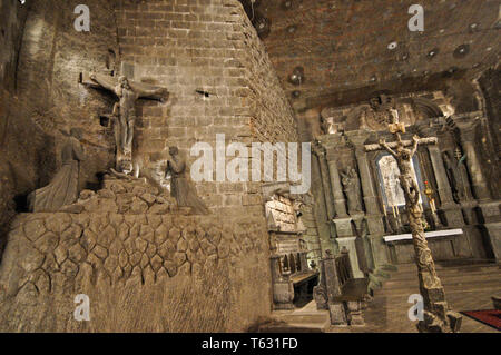 La mine de sel de Wieliczka, la Chapelle Saint Kinga, Pologne Banque D'Images