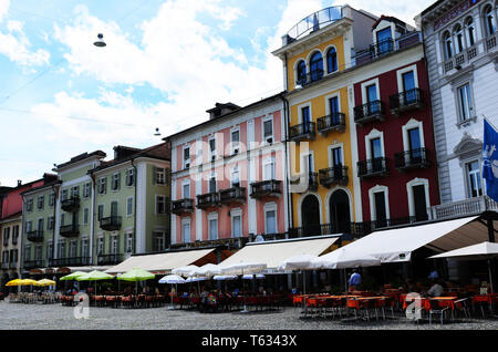 La Suisse du sud : la Piazza Grande à Locarno où le film-festival a lieu Banque D'Images