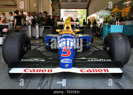 Imola, 27 avril 2019 Historique 1992 : F1 Williams FW14B ex Riccardo Patrese - Nigel Mansell au cours de Minardi jour Historique 2019 au circuit d'Imola Banque D'Images