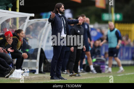 Reynald Pedros Lyon manager au cours de l'UEFA Women's Champions League semi finale deuxième match aller au Cherry Red Records Stadium, Londres Banque D'Images