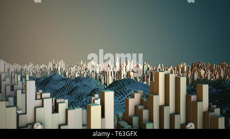 Cubes abstrait paysage rendu 3D Banque D'Images