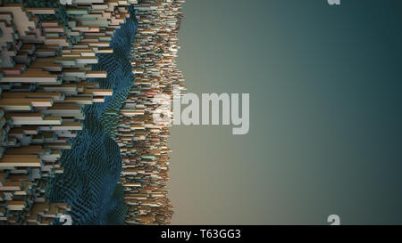 Cubes abstrait paysage rendu 3D Banque D'Images