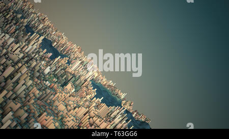 Cubes abstrait paysage rendu 3D Banque D'Images