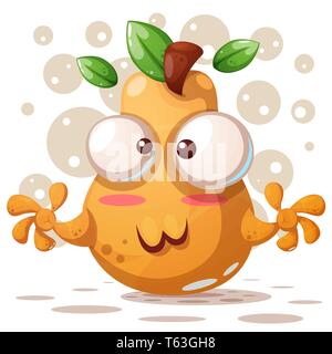 Jolie illustration de poire - personnages de dessins animés. Illustration de Vecteur