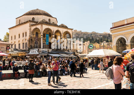 Athènes, Grèce. L'Tzistarakis Mosque, une mosquée à la place Monastiraki, maintenant une annexe du musée d'Art Populaire grec Banque D'Images