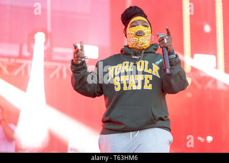 28 avril 2019 - Virginia Beach, Virginie, États-Unis - LEIKELI47 pendant la première quelque chose dans l'eau Music Festival à Virginia Beach, Virginie (crédit Image : © Daniel DeSlover/Zuma sur le fil) Banque D'Images