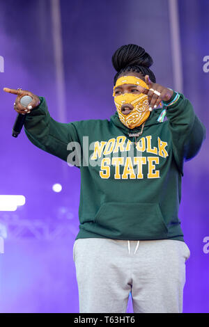 28 avril 2019 - Virginia Beach, Virginie, États-Unis - LEIKELI47 pendant la première quelque chose dans l'eau Music Festival à Virginia Beach, Virginie (crédit Image : © Daniel DeSlover/Zuma sur le fil) Banque D'Images