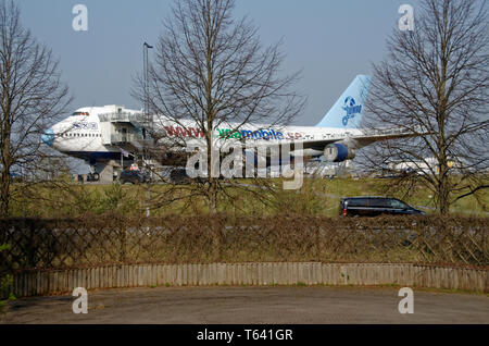L'hôtel Jumbo, un converti 747, par l'aéroport d'Arlanda, Stockholm, Suède Banque D'Images