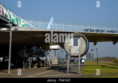 L'hôtel Jumbo, un converti 747, par l'aéroport d'Arlanda, Stockholm, Suède Banque D'Images