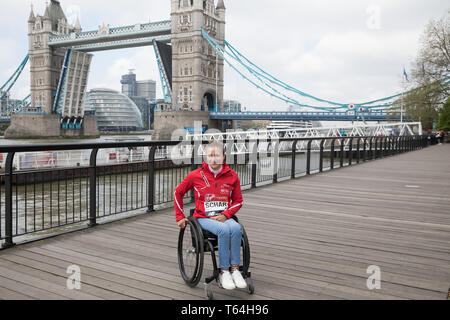 London,UK,29 avril 2019,Manuela Schar assiste au marathon de Londres gagnants photocall qui a eu lieu à l'extérieur de l'hôtel Tower. Credit : Keith Larby/Alamy Live News Banque D'Images