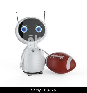 Le rendu 3D mini robot holding foot ball Banque D'Images