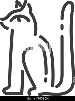 Broche chat Bastet dieu icône contour plat d'Égypte Illustration de Vecteur