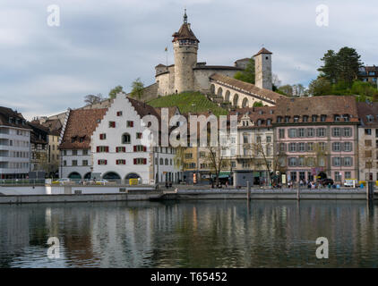 Schaffhausen, SH / Suisse - 22 Avril 2019 : château Munot Schaffhausen et du Rhin avec vue sur la ville Banque D'Images