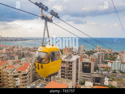 Beyrouth, LIBAN - 5 NOVEMBRE 2017 : Avis de la Télécabine à Jounieh. Banque D'Images